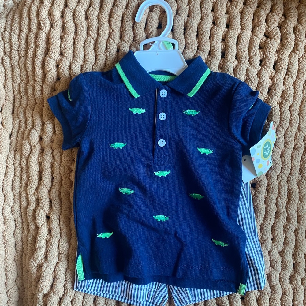 NWT little me crocodile polo set